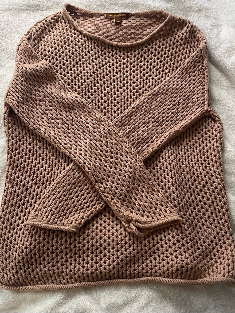 Hive & Honey Open-Knit Crewneck Sweater